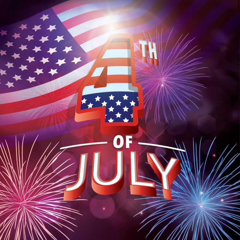 4th of July - Flag and Fireworks