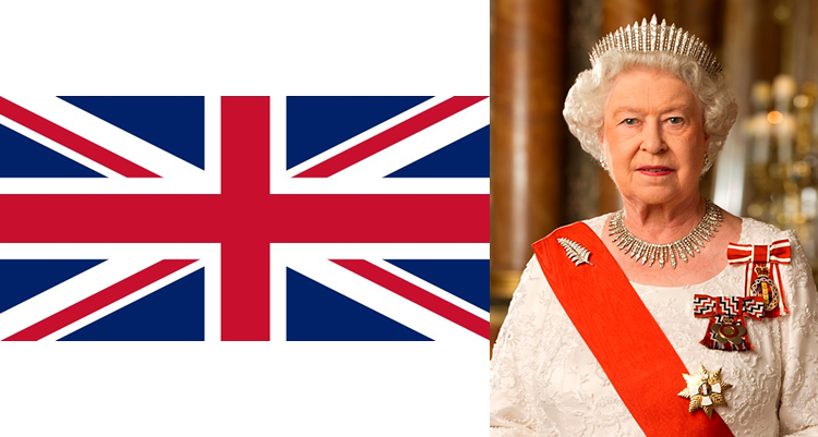Queen Elizabeth II with UK Flag